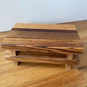 Two Like-New Handmade Wood Sushi Plates / Sushi Boards / Sushi Serving Trays
